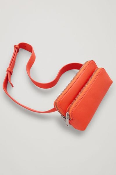 Leather perse belt bag / fire orange