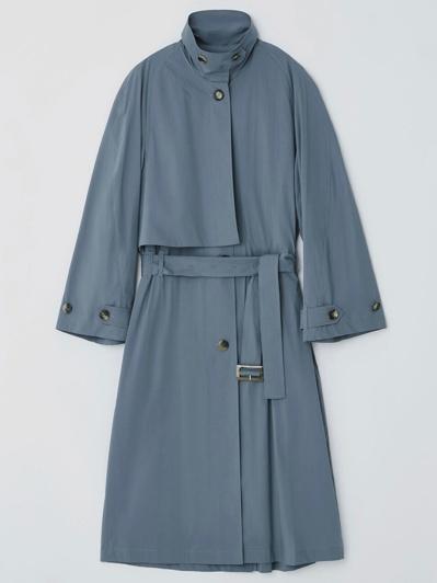 21ss low waist trench coat - blue green