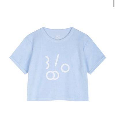 Harmony Logo Towelling Crop T-shirts (Baby Blue) 