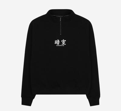 [L]Quarter Zip Up Sweatshirt Black