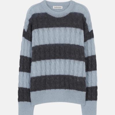 (새상품) hetherment stripe kid mohair knit (grey - sky) 헤더먼트 니트 