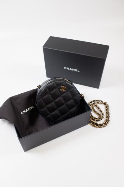 Vintage CHANEL round caviar cross bag(black) 빈티지 샤넬 라운드 캐비어 크로스백(29번)