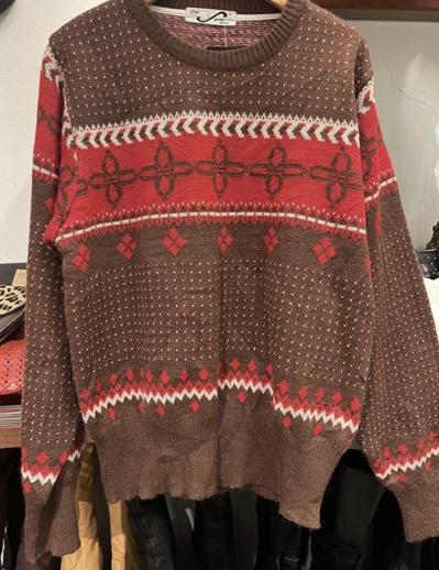 Brown*red nordic patterned knit