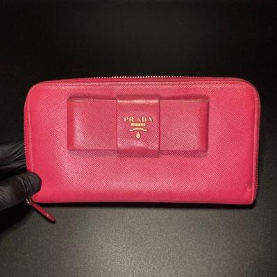 프라다 리본 사피아노 1M0506 핑크 장지갑