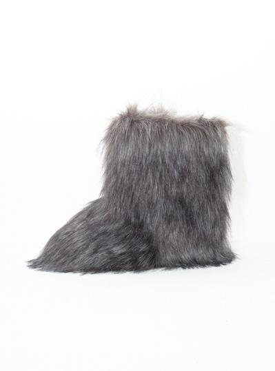 eskimo hairy fur boots (grey) l size	