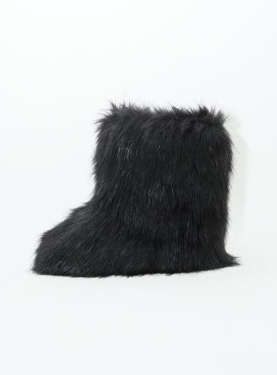 eskimo hairy fur boots (black) l size