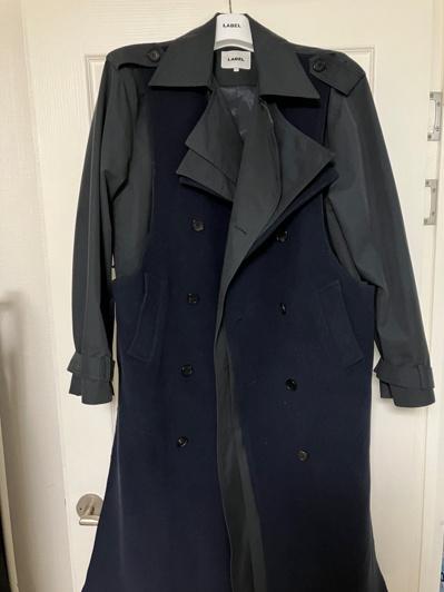 double layered trench coat navy (더블 레이어드 트렌치 코트)