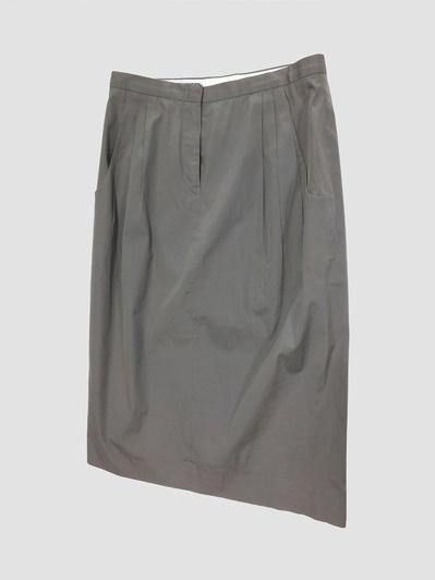 jil sander - cotton midi skirt (36,gryeish beige )
