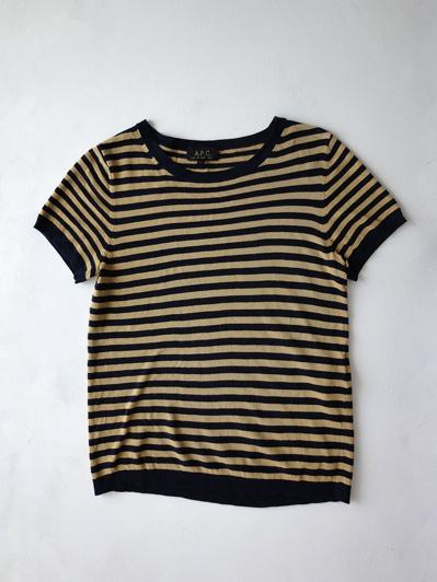 A.P.C. - stripe half knit( xs,yellow/navy)