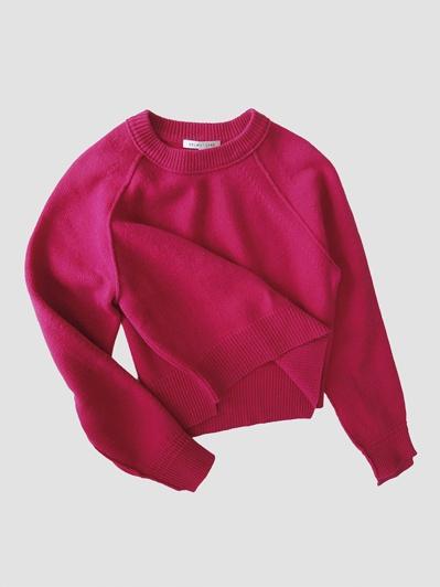 helmut lang - crop unbal cashmere knit ( s,pink )