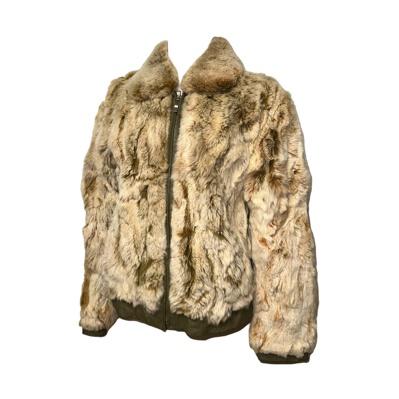 Khaki brown rex fur lamb skin jacket