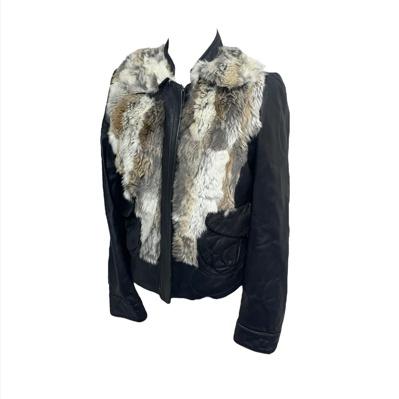Black rabbit fur sheepskin jacket