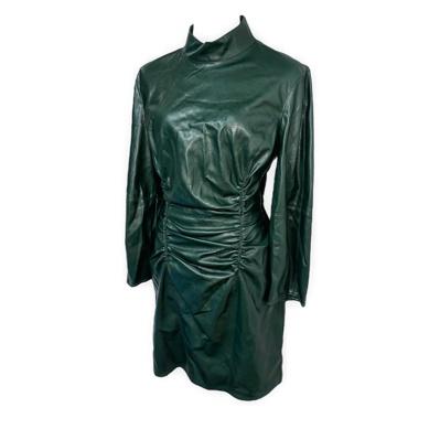 Green shiring detail leather mini onepiece