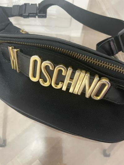 moschino logo plate belt bag