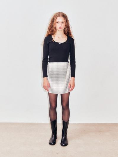 Classy Mono Check Mini Skirt 