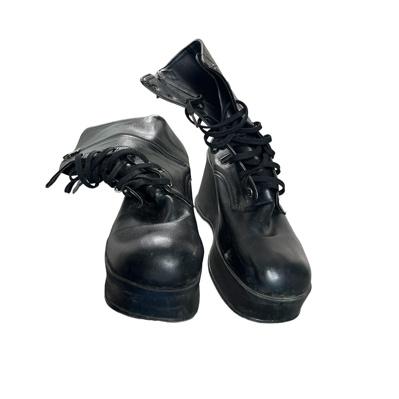 Black leather platform boots