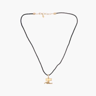 Courreges gold big logo necklace