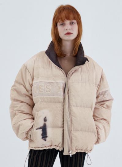 GRAPHIC REVERSIBLE PADDED JACKET, BEIGE