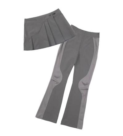 오호스 2-way Pleats Skirt Pants / Grey (1)