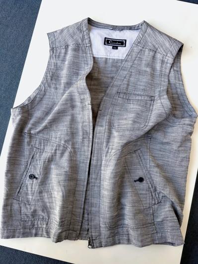 Cotton linen blended utility vest