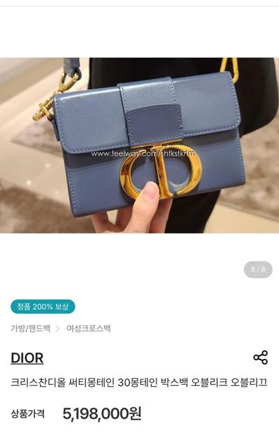 Dior 디올 여성 몽테인 30 스몰 박스백 핸드백 숄더백 블루그레이