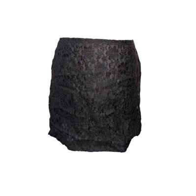 Black wine orienatl floral lace mini skirt
