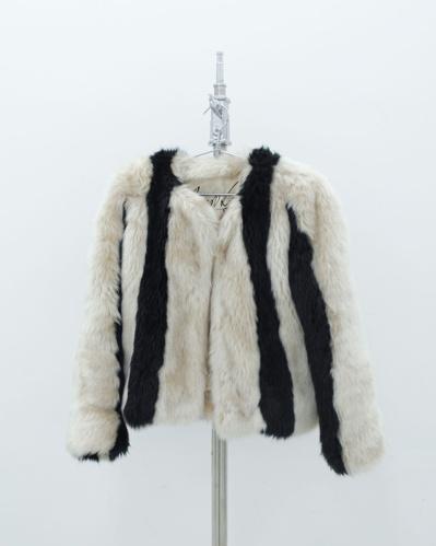AVAN LILY striped fur jacket