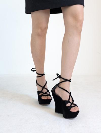 Yves Saint Laurent Velvet Platform Sandals 