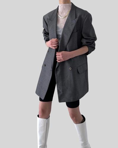 (BURBERRY)grey double wool jacket 버버리 자켓
