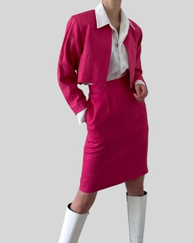 (Yves Saint Laurent)pink linen two piece 입생로랑 투피스