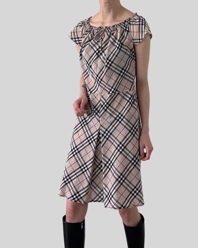 (BURBERRY)nova checker shirring dress 버버리 드레스