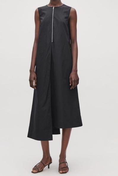 코스 Asymmetrical Layered Zip Dress 블랙 (다크 네이비)
