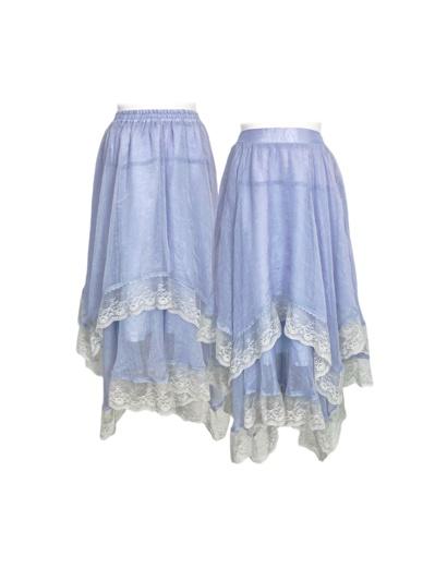 blue violet lace layer skirt