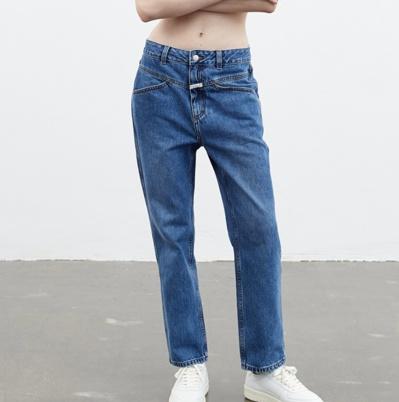 x-pocket tapered denim pants blue