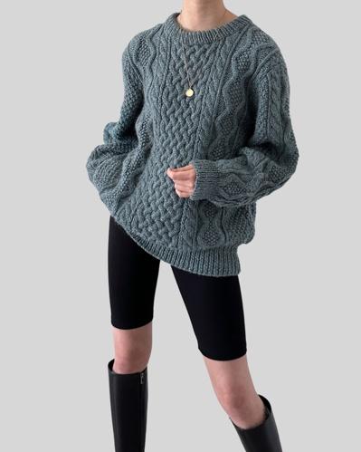(OTHER)mint cable wool knit