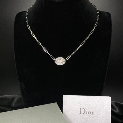 디올 J'adore Dior 실버 로고 초커 목걸이