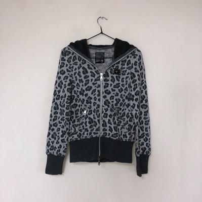 Vintage 💿 Mark & lona gray  leopard hood zip up