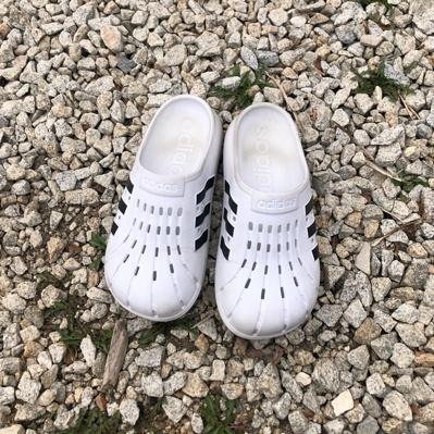 Vintage 💿 Adidas adilette clog white slippers 