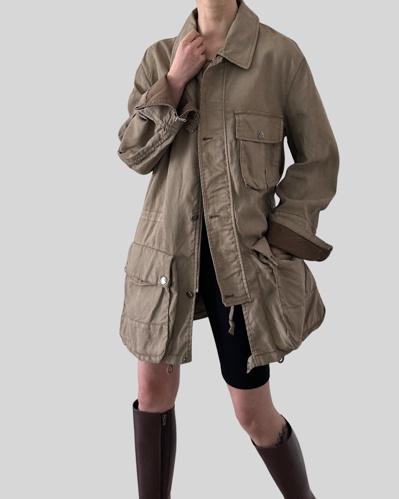 (C.P. COMPANY)beige linen hunting jacket 씨피컴퍼니 자켓